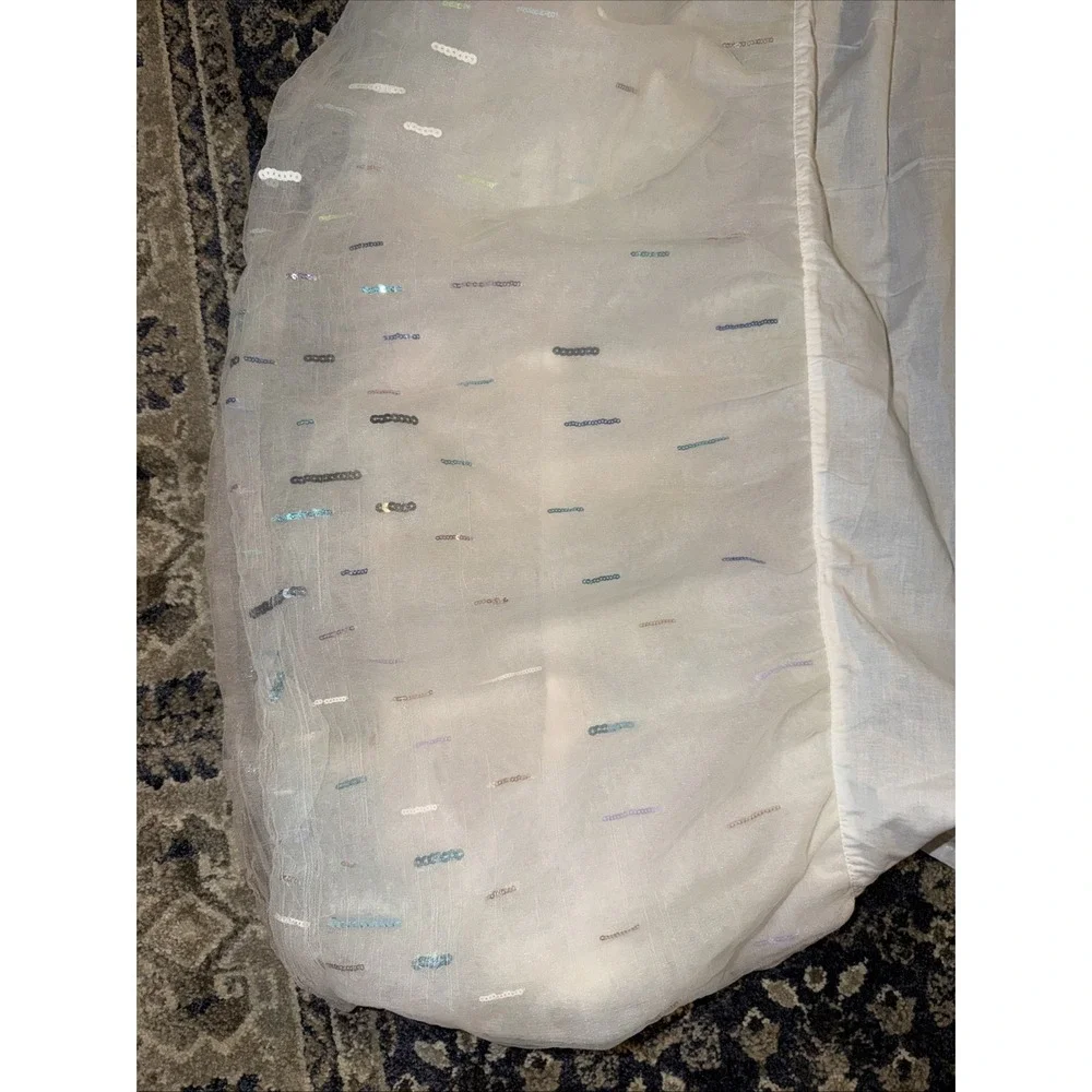 Pottery Barn Kids Monique Lhuillier 5 Layers Tulle Ivory Sequins Twin Bedskirt